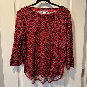 Tommy Bahama- Three-Quarter Sleeve- Leopard Print- Size Extra Large